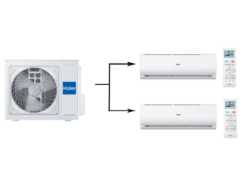 Мульти сплит система на 2 комнаты Haier 2U50S2SM1FA-3/AS07TS6HRA-M*2шт