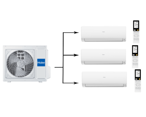 Мульти сплит система на 3 комнаты Haier 3U55S2SR5FA/AS35S2SF2FA-W/AS25S2SF2FA-W*2шт