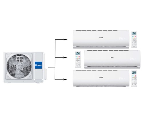 Мульти сплит система на 3 комнаты Haier 3U70S2SR5FA/AS09TS6HRA-M/AS07TS6HRA-M*2шт