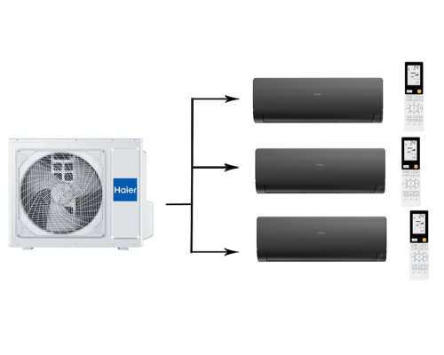 Мульти сплит система на 3 комнаты Haier 3U55S2SR5FA/AS35S2SF2FA-B/AS25S2SF2FA-B*2шт