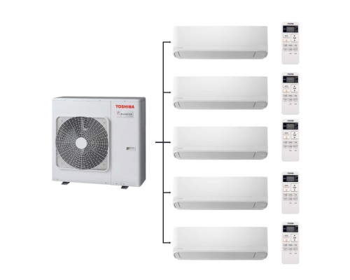 Внешний блок мульти сплит-системы на 5 комнат Toshiba RAS-5M34U2AVG-E/RAS-B07J2KVG-E*5шт