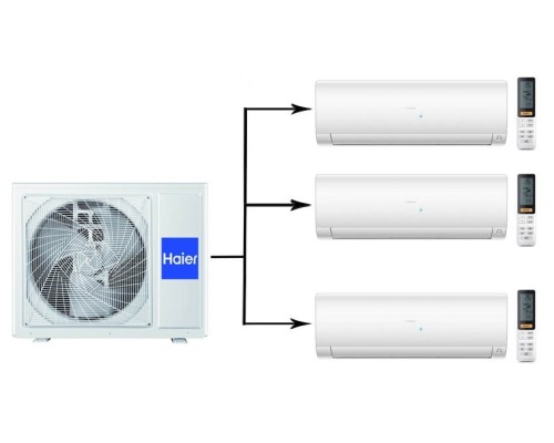 Мульти сплит система на 3 комнаты Haier 3U70S2SR5FA/AS25S2SF2FA-W*3шт